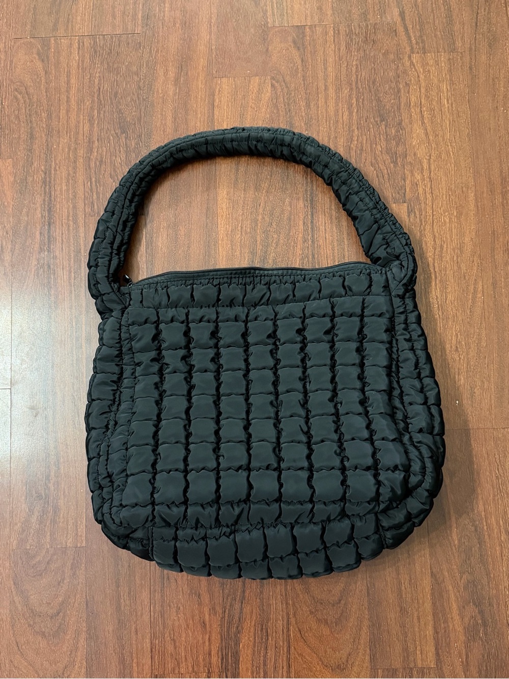 Black Quilted Shoulder Bag - Women
